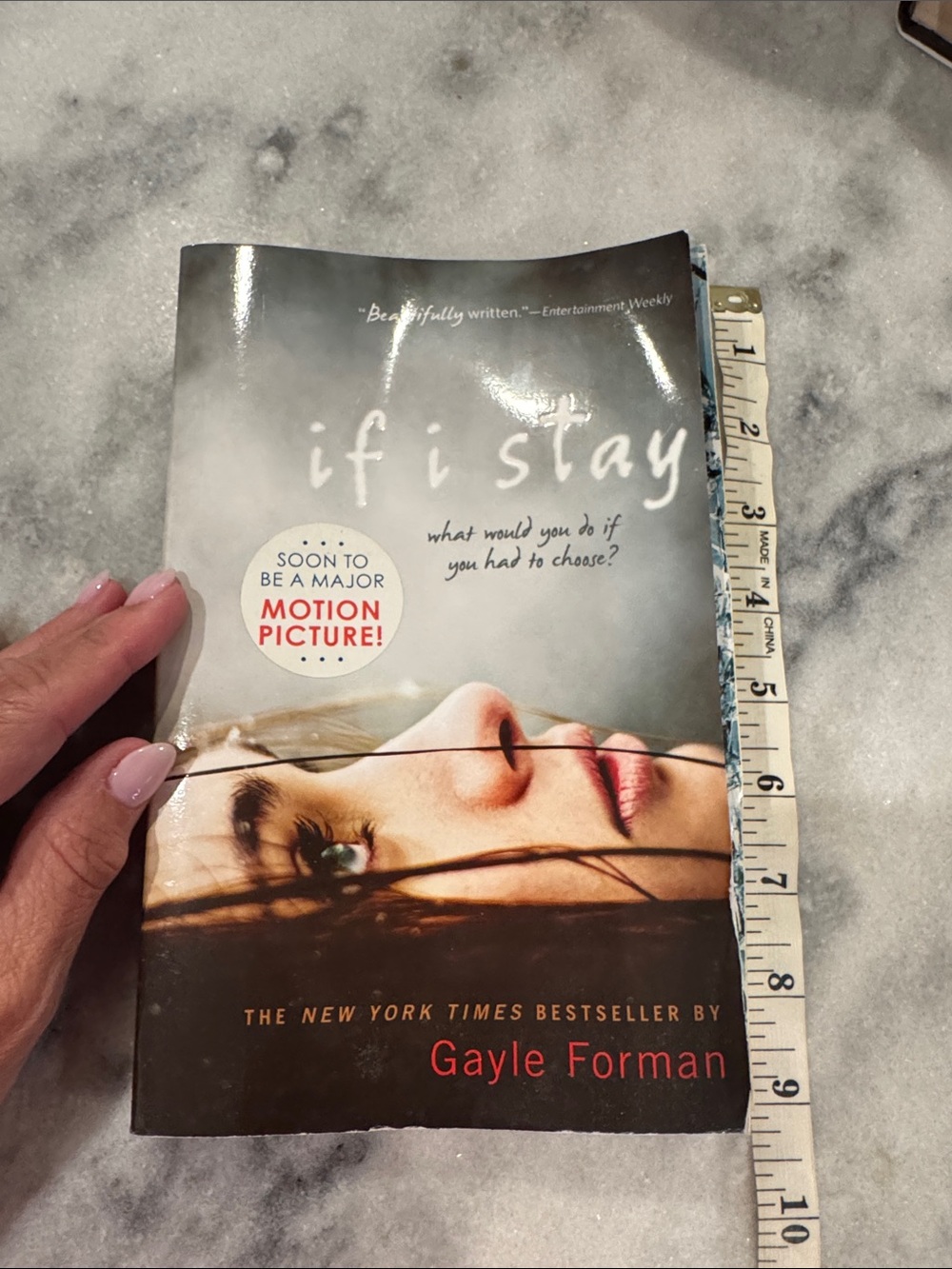 "If I Stay" by Gayle Forman- Cream, Gray, Black